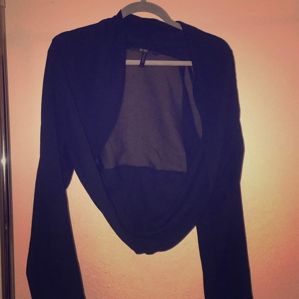 BCBG sheer black long sleeve cover up